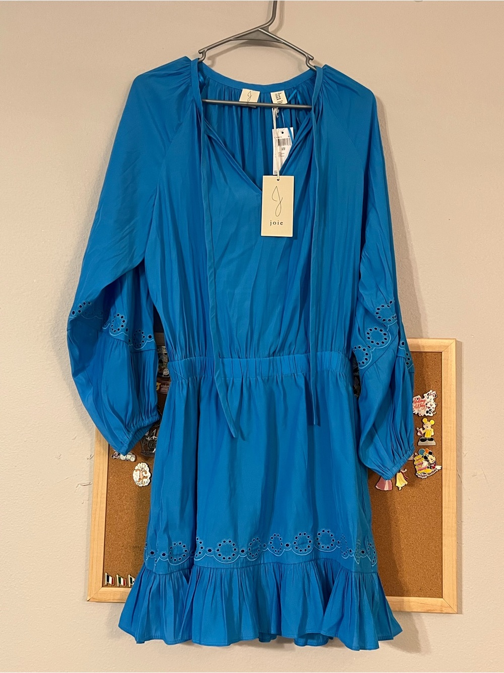 Joie Blue Eyelet Long Sleeve Dress